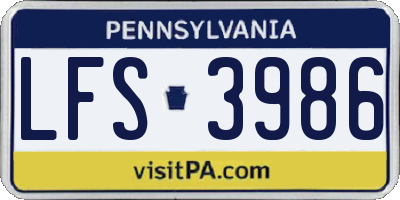 PA license plate LFS3986