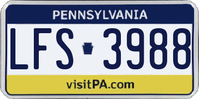 PA license plate LFS3988