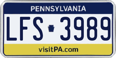 PA license plate LFS3989