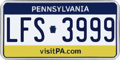 PA license plate LFS3999