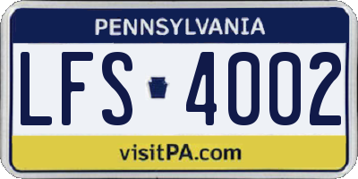 PA license plate LFS4002