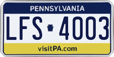 PA license plate LFS4003