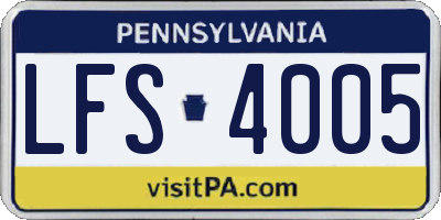 PA license plate LFS4005