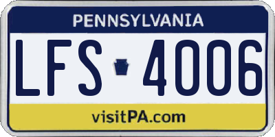 PA license plate LFS4006