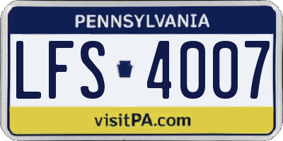 PA license plate LFS4007