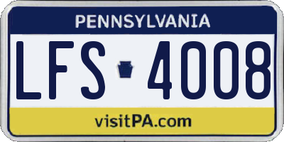 PA license plate LFS4008