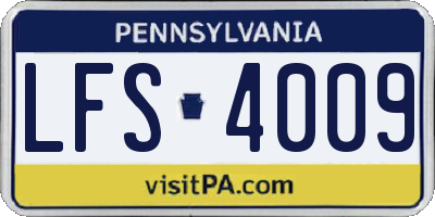 PA license plate LFS4009