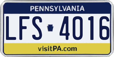 PA license plate LFS4016