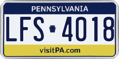 PA license plate LFS4018