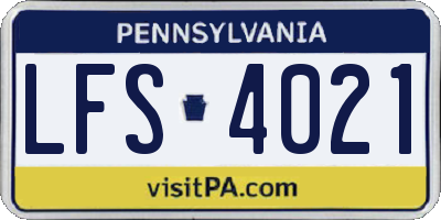 PA license plate LFS4021