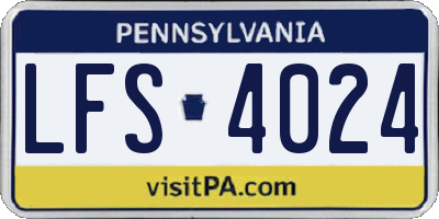 PA license plate LFS4024
