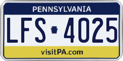 PA license plate LFS4025