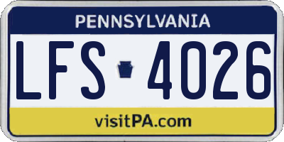 PA license plate LFS4026