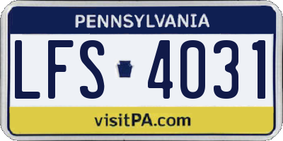 PA license plate LFS4031