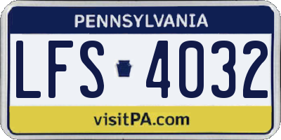 PA license plate LFS4032