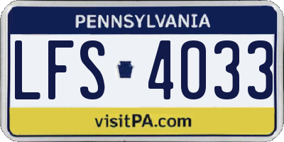 PA license plate LFS4033