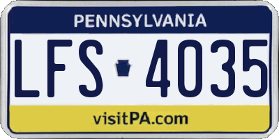 PA license plate LFS4035