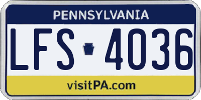 PA license plate LFS4036