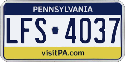 PA license plate LFS4037