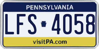 PA license plate LFS4058