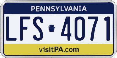 PA license plate LFS4071