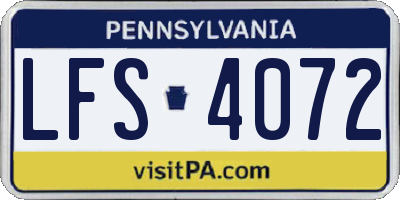 PA license plate LFS4072