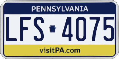PA license plate LFS4075