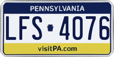 PA license plate LFS4076