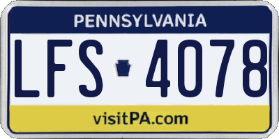 PA license plate LFS4078