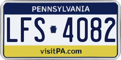PA license plate LFS4082