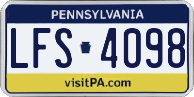 PA license plate LFS4098