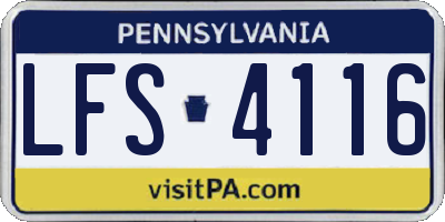 PA license plate LFS4116