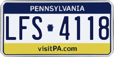 PA license plate LFS4118
