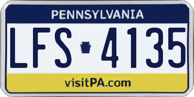 PA license plate LFS4135