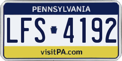 PA license plate LFS4192