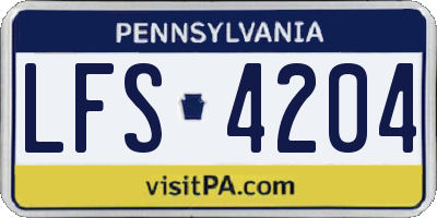 PA license plate LFS4204