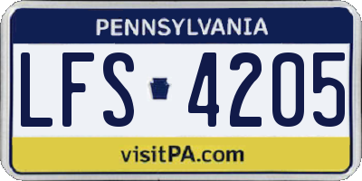 PA license plate LFS4205