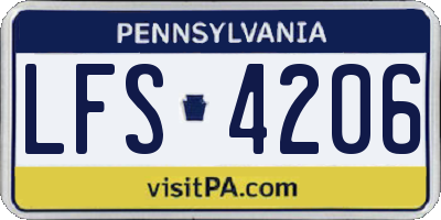 PA license plate LFS4206