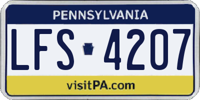 PA license plate LFS4207