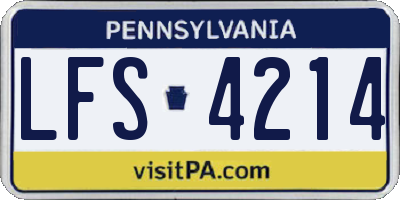 PA license plate LFS4214