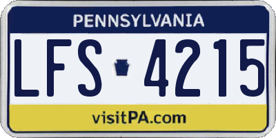 PA license plate LFS4215