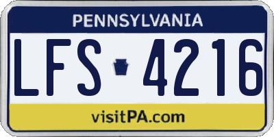 PA license plate LFS4216
