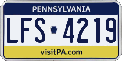 PA license plate LFS4219