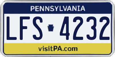 PA license plate LFS4232
