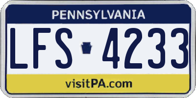 PA license plate LFS4233