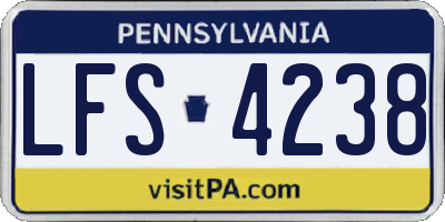 PA license plate LFS4238