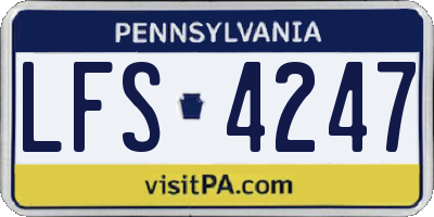 PA license plate LFS4247