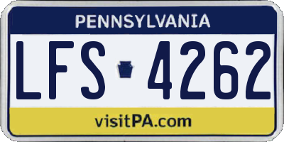 PA license plate LFS4262