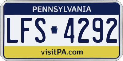 PA license plate LFS4292