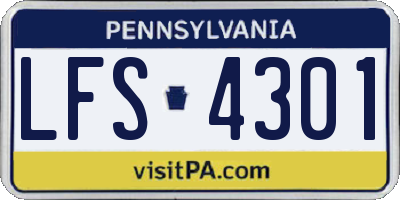 PA license plate LFS4301